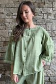 Loom & Thread Pin Tuck Blouse Washed Lawn /40=